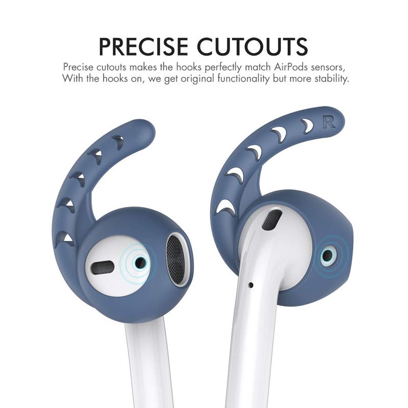 AhaStyle 3 Pairs AirPods Ear Hooks Cover Silicone Accessories Compatible with Apple AirPods and EarPods Headphones(Navy Blue) - Image 5